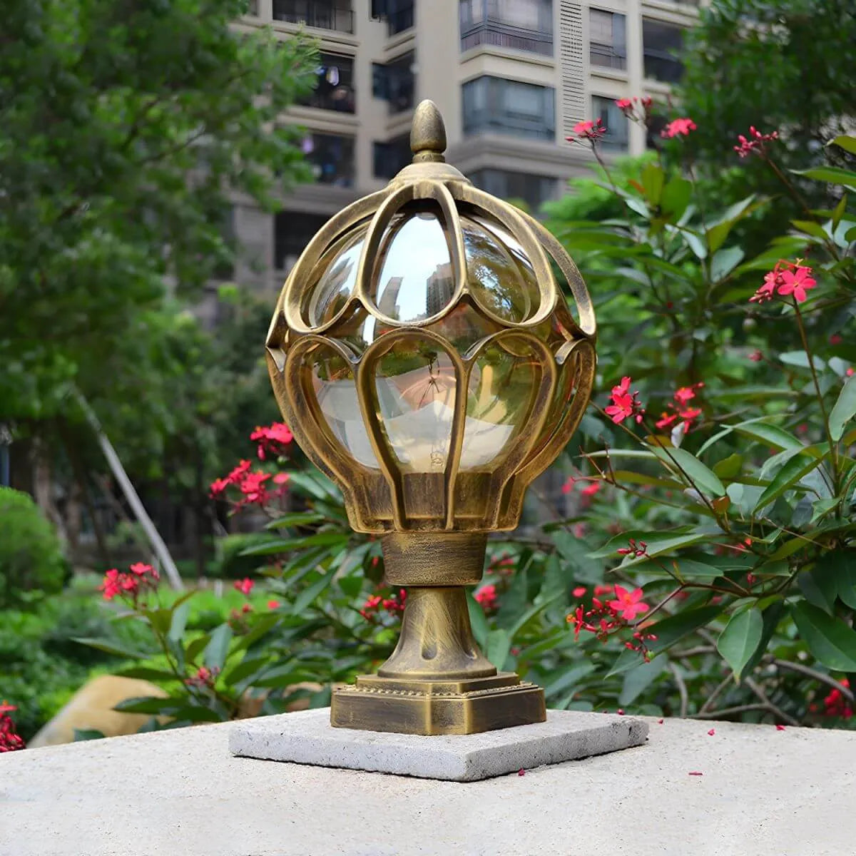 Ball Cage Metal Outdoor Table Lamp – Vintage Bronze Finish