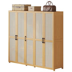 Bamboo Cane-Front Wardrobe Armoire With Soft-Close Storage