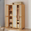 Bamboo Cane-Front Wardrobe Armoire With Soft-Close Storage