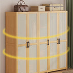 Bamboo Cane-Front Wardrobe Armoire With Soft-Close Storage