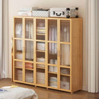 Bamboo Cane-Front Wardrobe Armoire With Soft-Close Storage