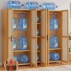 Bamboo Cane-Front Wardrobe Armoire With Soft-Close Storage