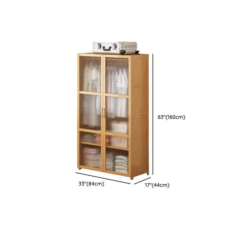Bamboo Cane-Front Wardrobe Armoire With Soft-Close Storage Dimensions