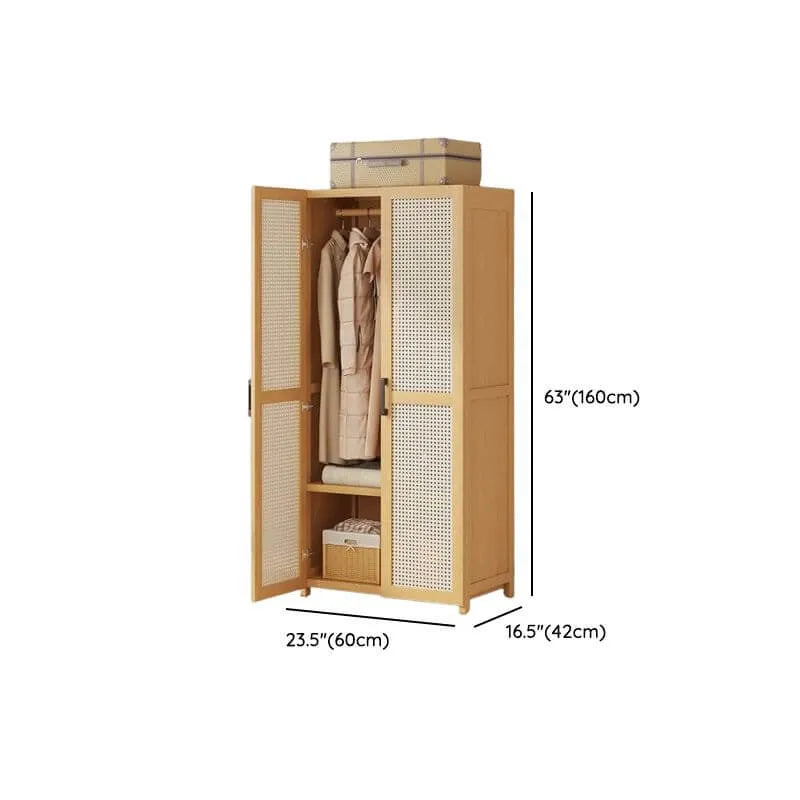 Bamboo Cane-Front Wardrobe Armoire With Soft-Close Storage Dimensions