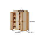 Bamboo Cane-Front Wardrobe Armoire With Soft-Close Storage Dimensions