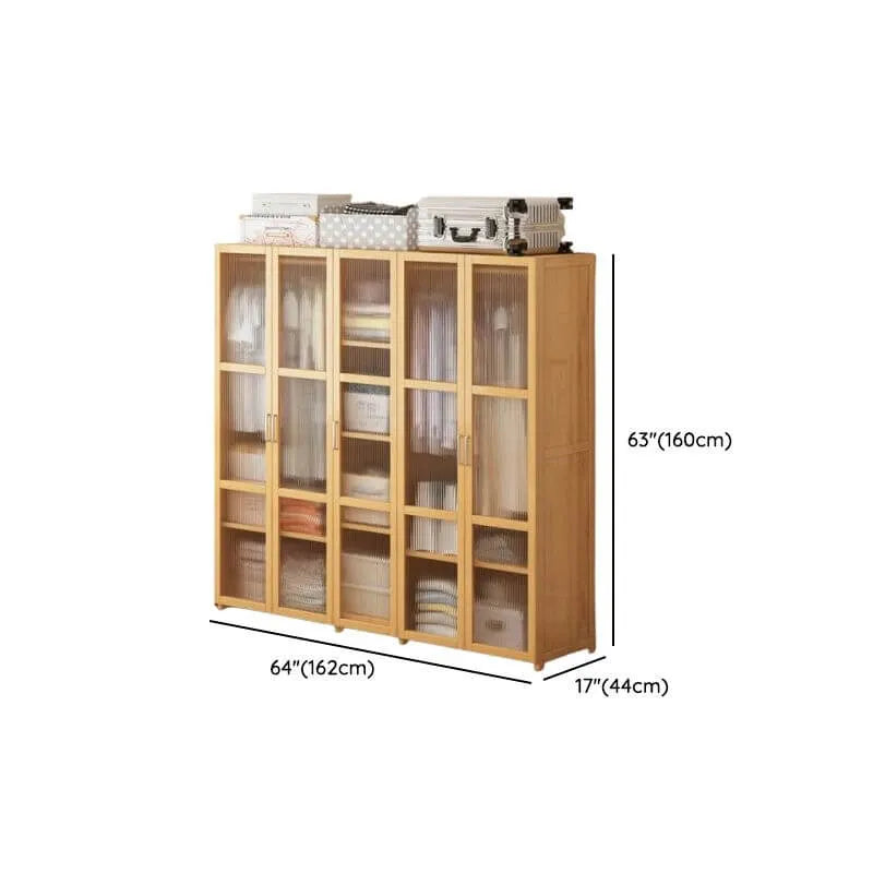 Bamboo Cane-Front Wardrobe Armoire With Soft-Close Storage Dimensions