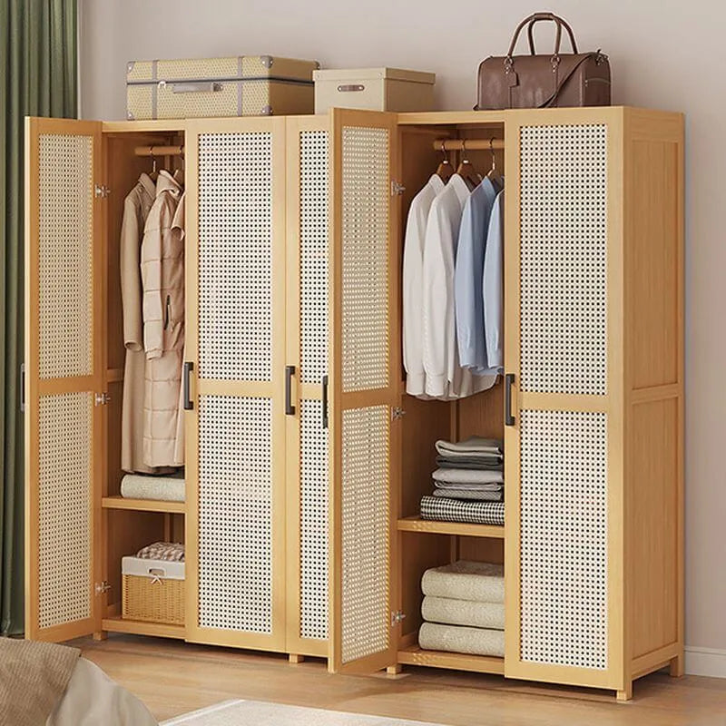 Bamboo Cane-Front Wardrobe Armoire With Soft-Close Storage Main Product Image