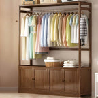 Bamboo Open-Top Wardrobe Armoire With Closed Storage Cabinet