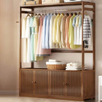 Bamboo Open-Top Wardrobe Armoire With Closed Storage Cabinet
