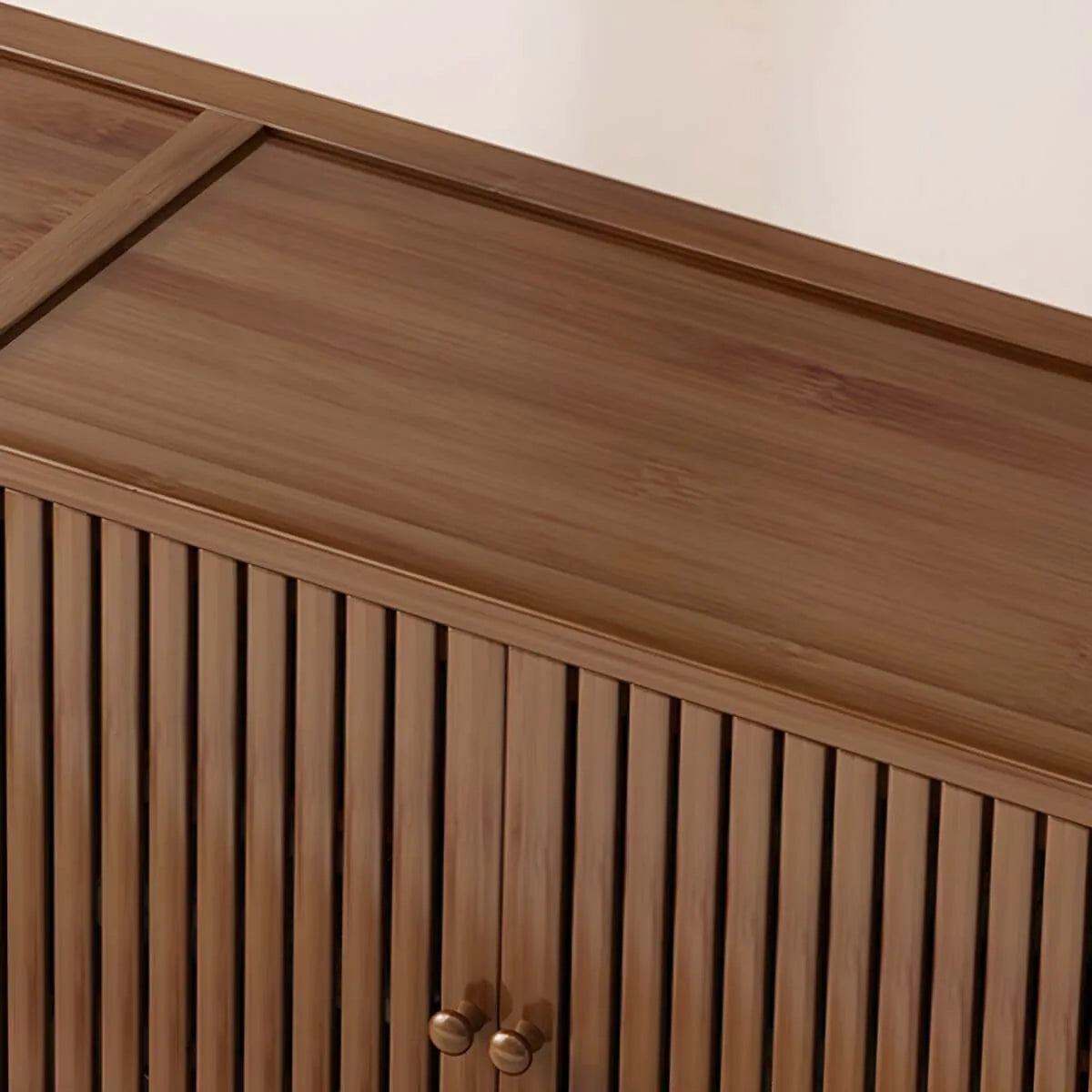 Bamboo Open-Top Wardrobe Armoire With Closed Storage Cabinet