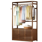 Bamboo Open-Top Wardrobe Armoire With Closed Storage Cabinet