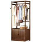 Bamboo Open-Top Wardrobe Armoire With Closed Storage Cabinet