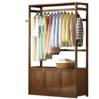 Bamboo Open-Top Wardrobe Armoire With Closed Storage Cabinet