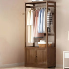 Bamboo Open-Top Wardrobe Armoire With Closed Storage Cabinet Main Product Image