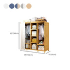 Bamboo Wardrobe Armoire With Curtain Doors and Tiered Storage Dimensions