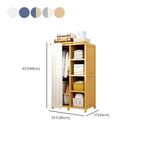 Bamboo Wardrobe Armoire With Curtain Doors and Tiered Storage Dimensions