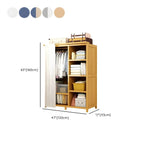 Bamboo Wardrobe Armoire With Curtain Doors and Tiered Storage Dimensions