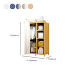 Bamboo Wardrobe Armoire With Curtain Doors and Tiered Storage Dimensions