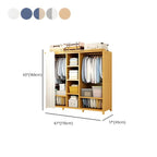 Bamboo Wardrobe Armoire With Curtain Doors and Tiered Storage Dimensions