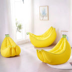 Banana-Shaped Yellow Fabric Bean Bag Lounger with Removable Cover