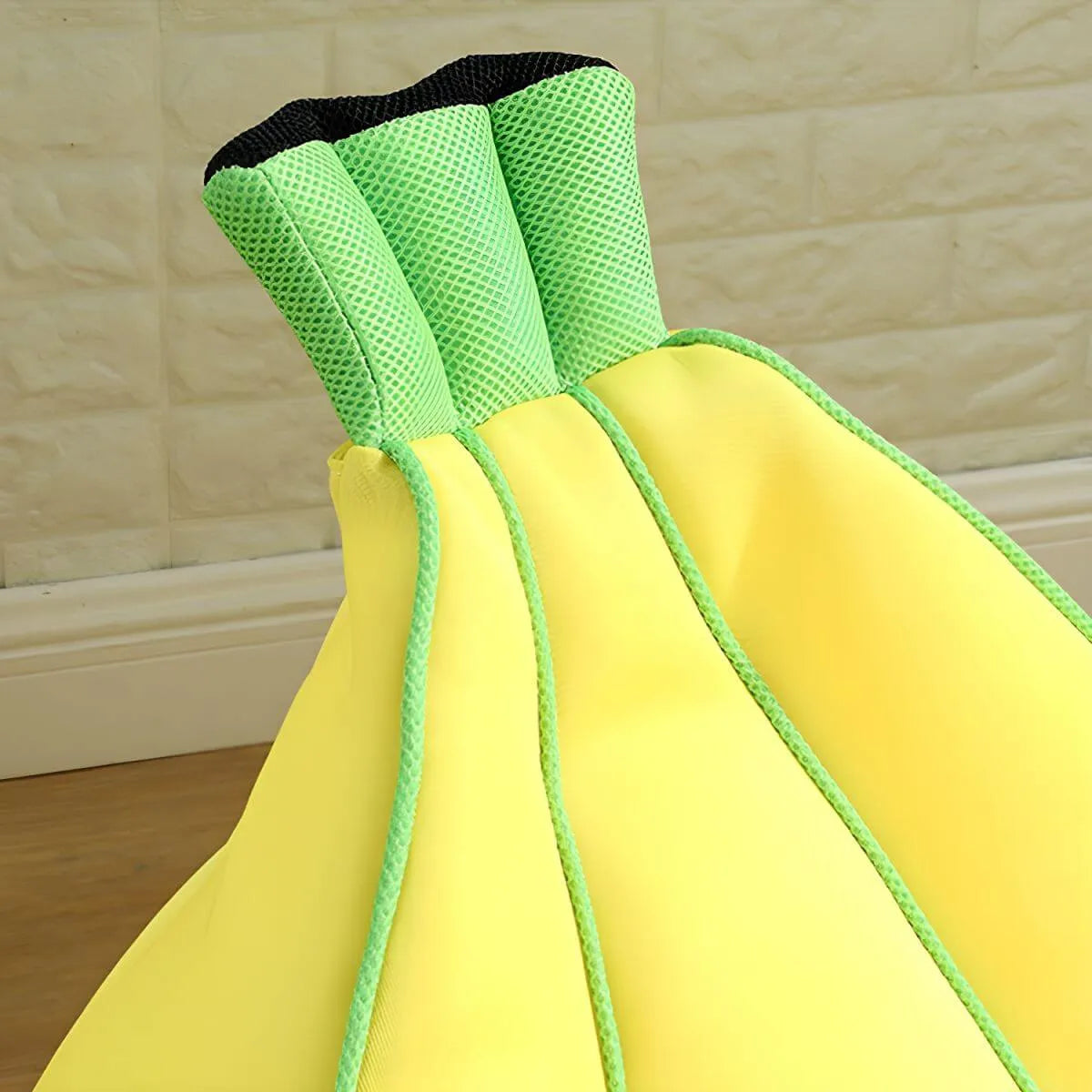 Banana-Shaped Yellow Fabric Bean Bag Lounger with Removable Cover
