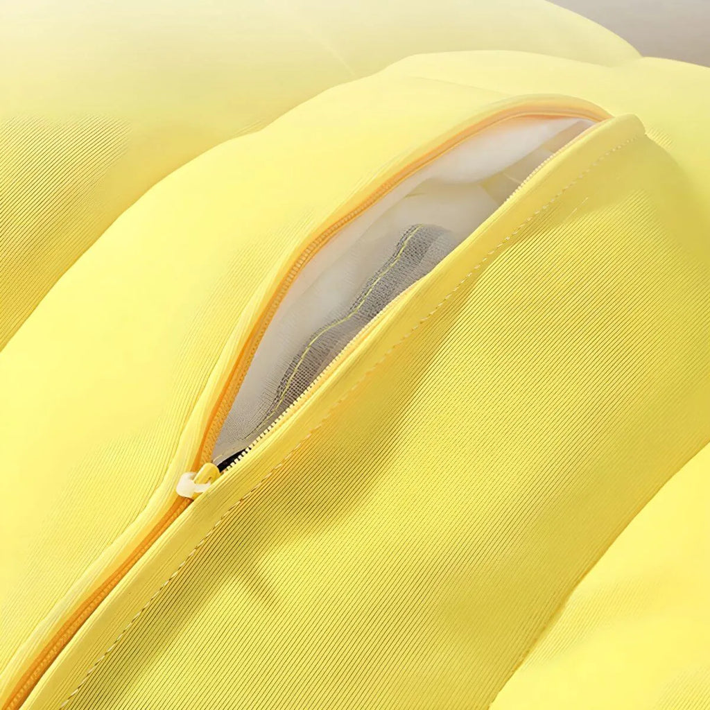 Banana-Shaped Yellow Fabric Bean Bag Lounger with Removable Cover