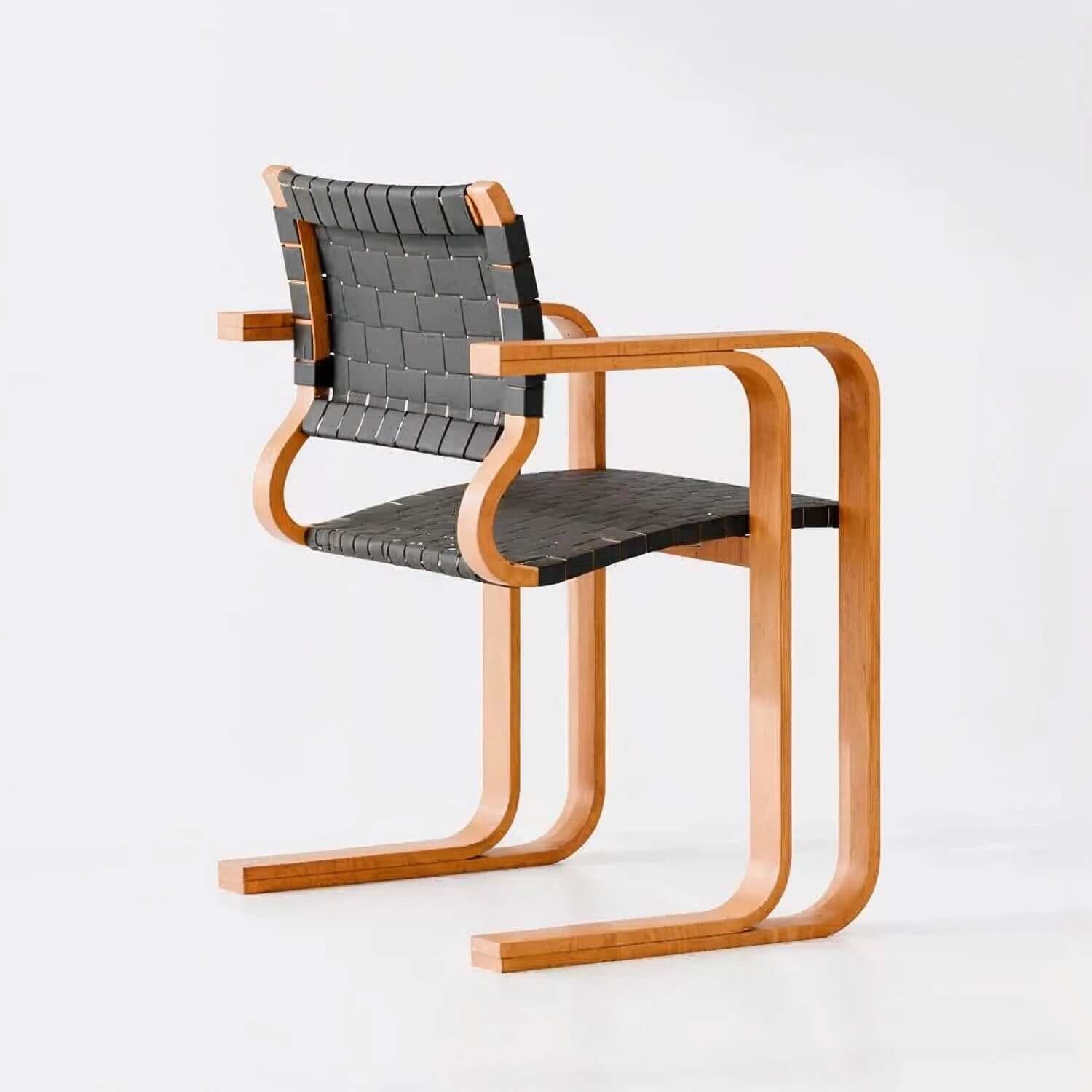 Bauhaus-Inspired Armchairs Set with Woven Seat, 2 Pack