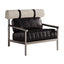 Bauhaus-Inspired Stainless Steel Lounge Chair with Nappa Leather and Textured Fabric Accents