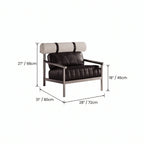 Bauhaus-Inspired Stainless Steel Lounge Chair with Nappa Leather and Textured Fabric Accents Dimensions