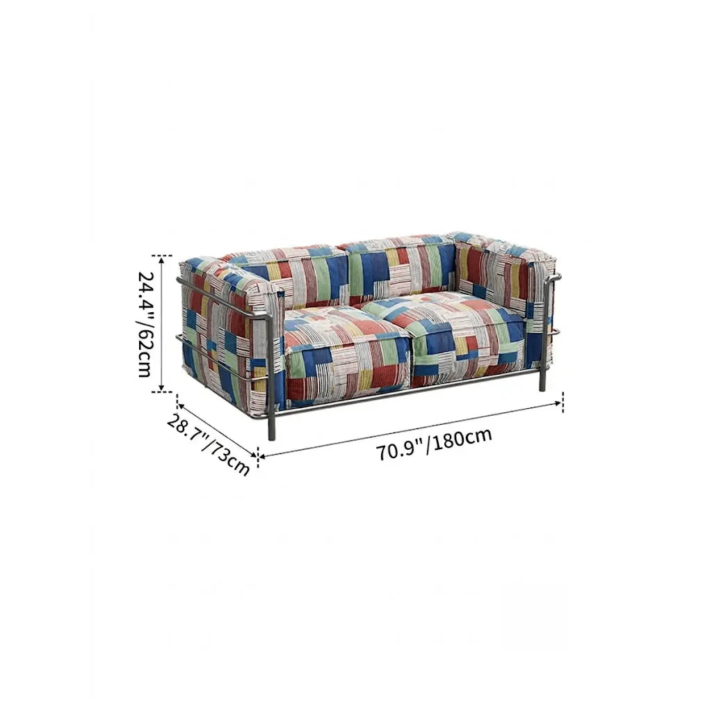 Bauhaus Plaid Sofa with Stainless Steel Frame for Artful Living Rooms Dimensions