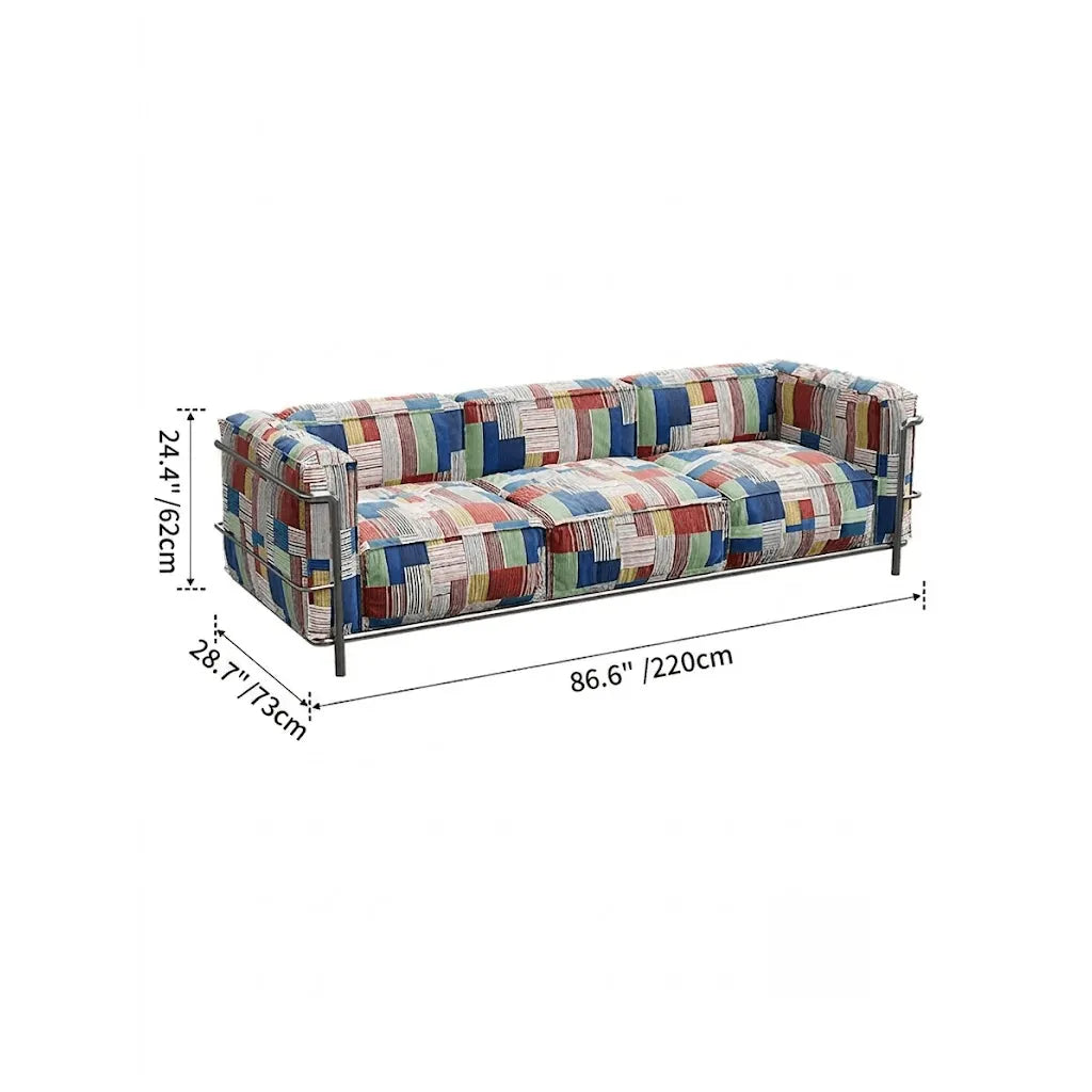 Bauhaus Plaid Sofa with Stainless Steel Frame for Artful Living Rooms Dimensions
