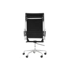 Bauhaus Ribbed Leather Office Chair With Deep Recline and Alloy Frame