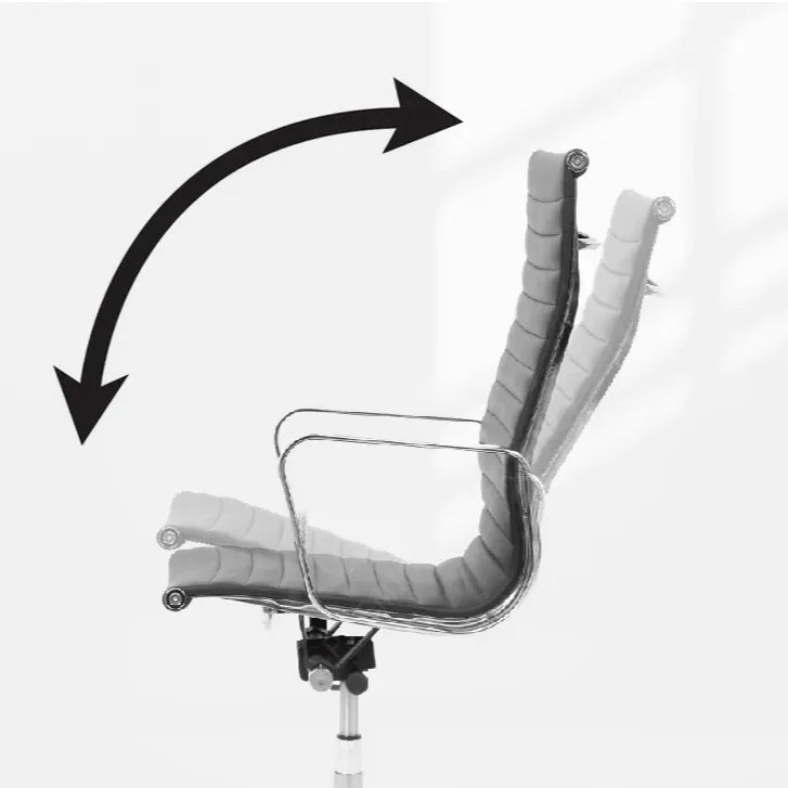 Bauhaus Ribbed Leather Office Chair With Deep Recline and Alloy Frame