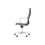 Bauhaus Ribbed Leather Office Chair With Deep Recline and Alloy Frame