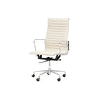 Bauhaus Ribbed Leather Office Chair With Deep Recline and Alloy Frame