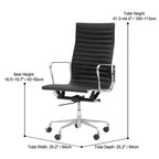 Bauhaus Ribbed Leather Office Chair With Deep Recline and Alloy Frame Dimensions