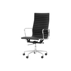 Bauhaus Ribbed Leather Office Chair With Deep Recline and Alloy Frame Main Product Image