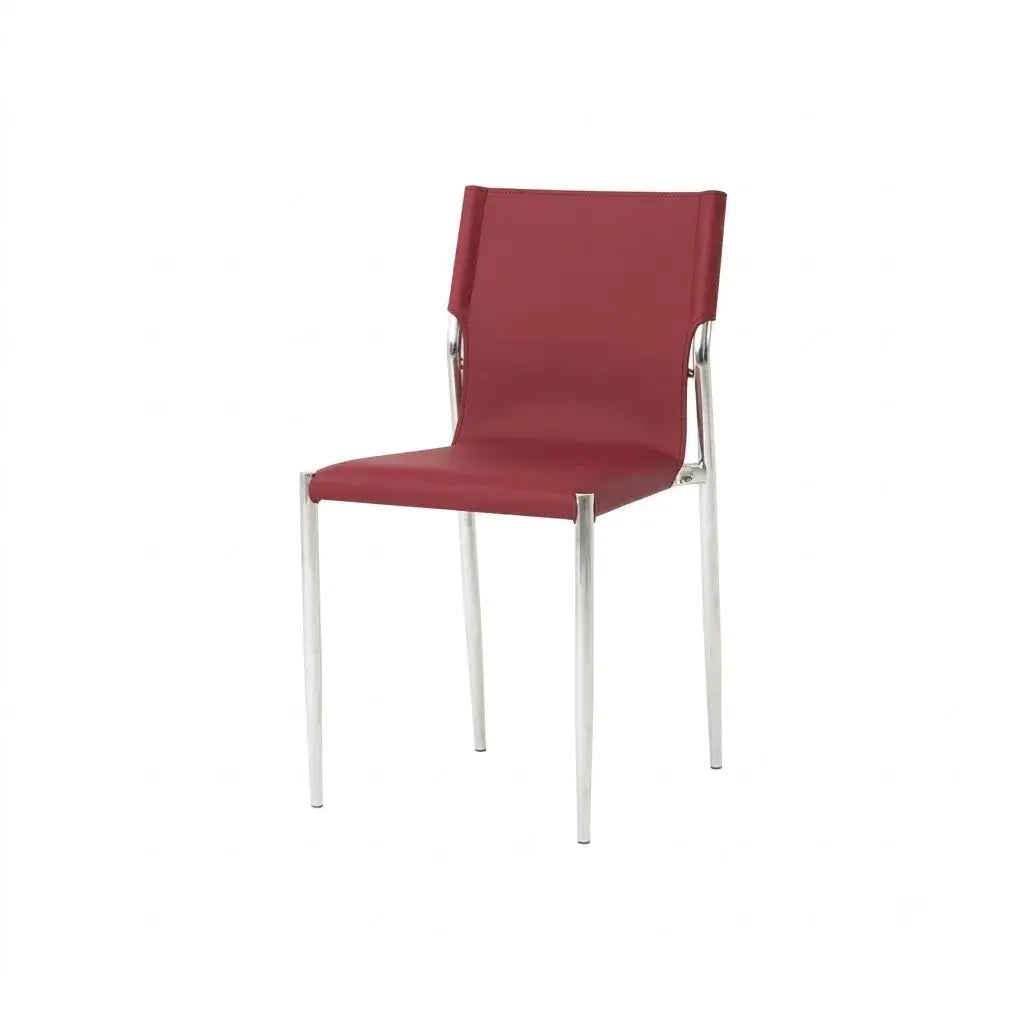 Bauhaus Saddle Leather Dining Chair with Polished Steel Frame