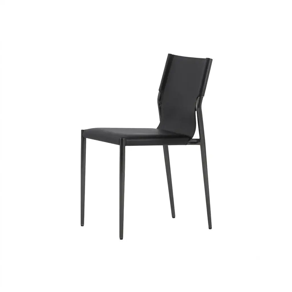 Bauhaus Saddle Leather Dining Chair with Polished Steel Frame