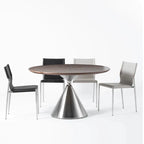 Bauhaus Saddle Leather Dining Chair with Polished Steel Frame