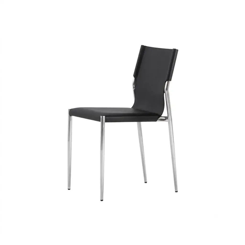 Bauhaus Saddle Leather Dining Chair with Polished Steel Frame