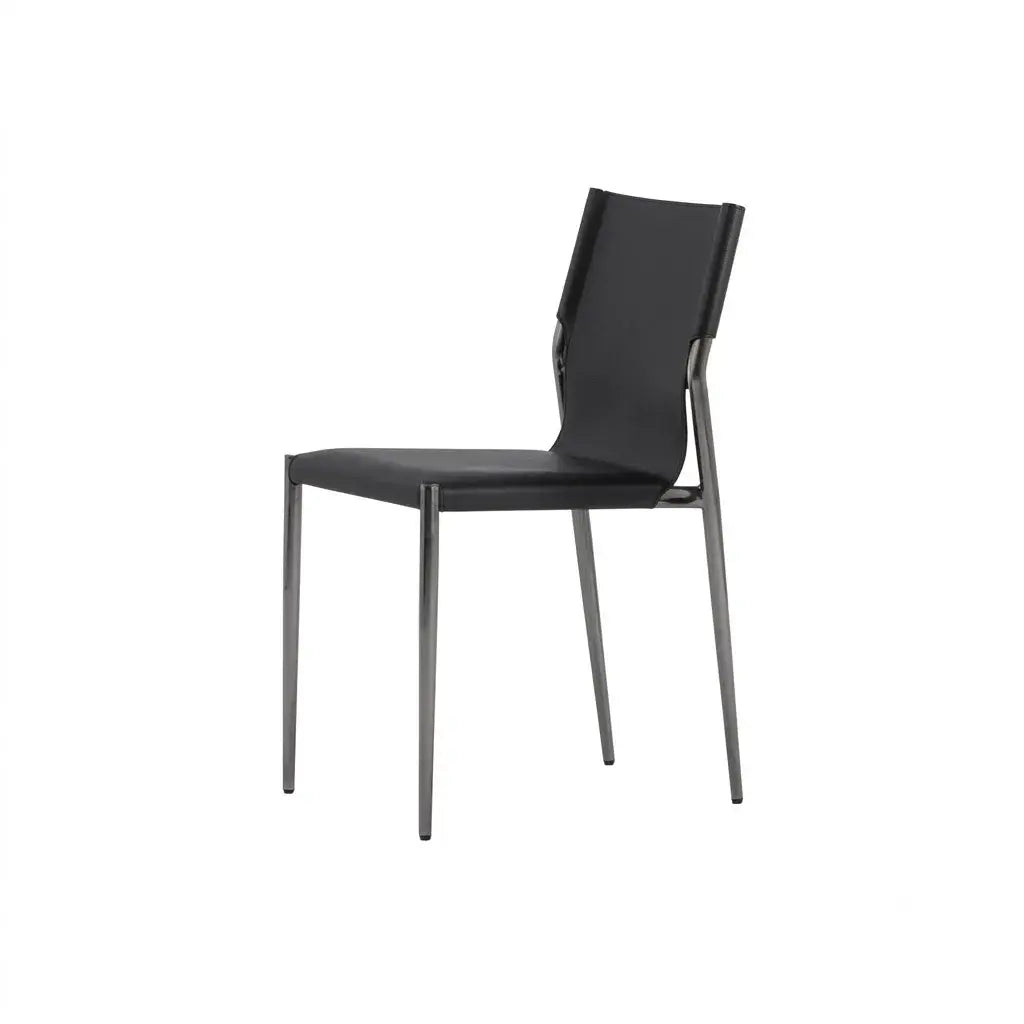 Bauhaus Saddle Leather Dining Chair with Polished Steel Frame