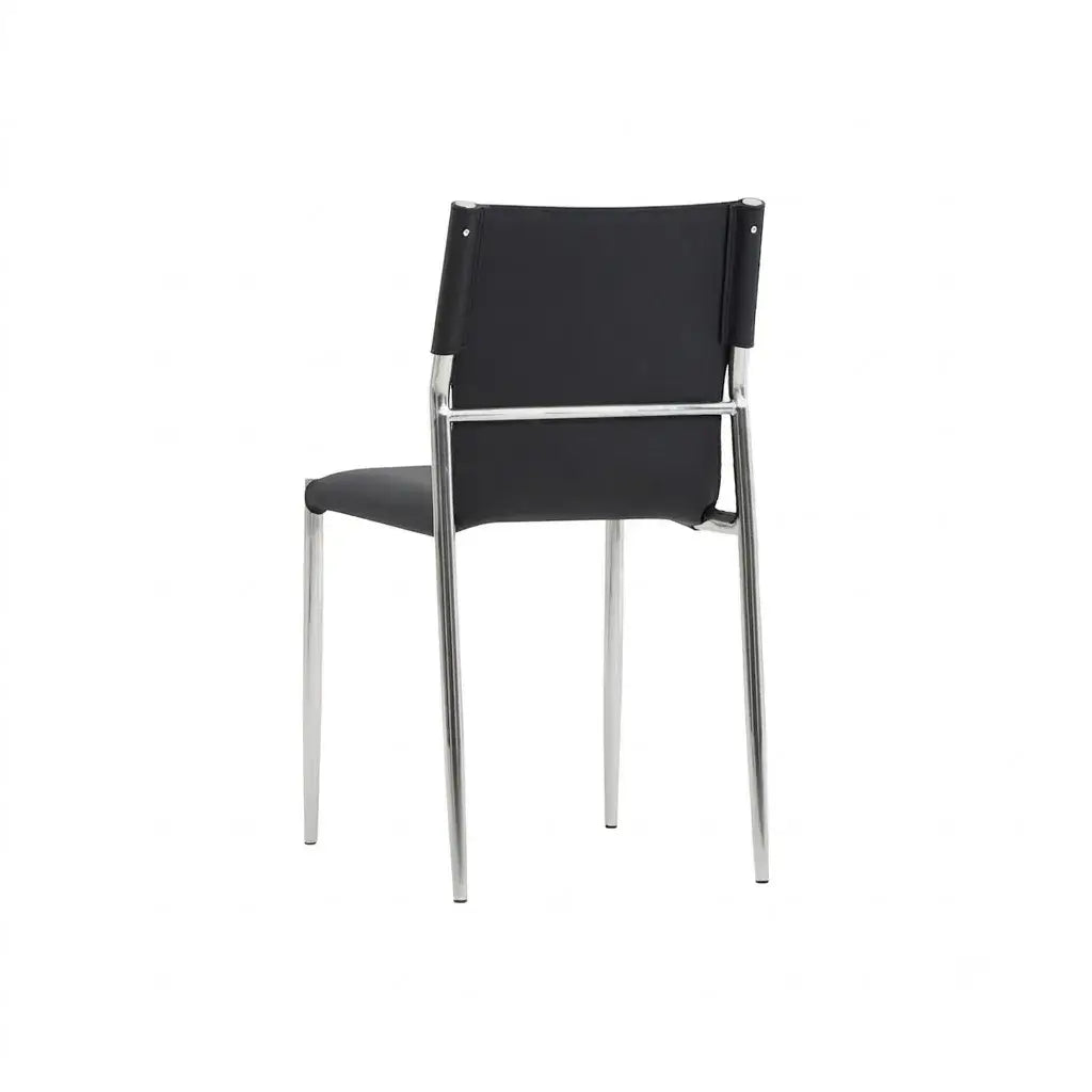 Bauhaus Saddle Leather Dining Chair with Polished Steel Frame