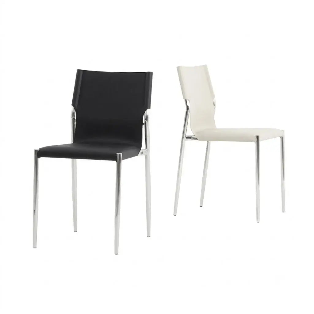 Bauhaus Saddle Leather Dining Chair with Polished Steel Frame