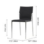 Bauhaus Saddle Leather Dining Chair with Polished Steel Frame Dimensions