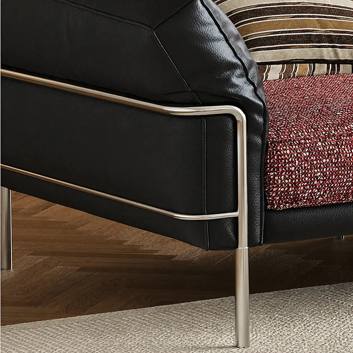 Bauhaus Sofa in Mixed Tweed and Leather with Steel Frame Lounge Appeal