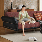 Bauhaus Sofa in Mixed Tweed and Leather with Steel Frame Lounge Appeal