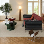 Bauhaus Sofa in Mixed Tweed and Leather with Steel Frame Lounge Appeal