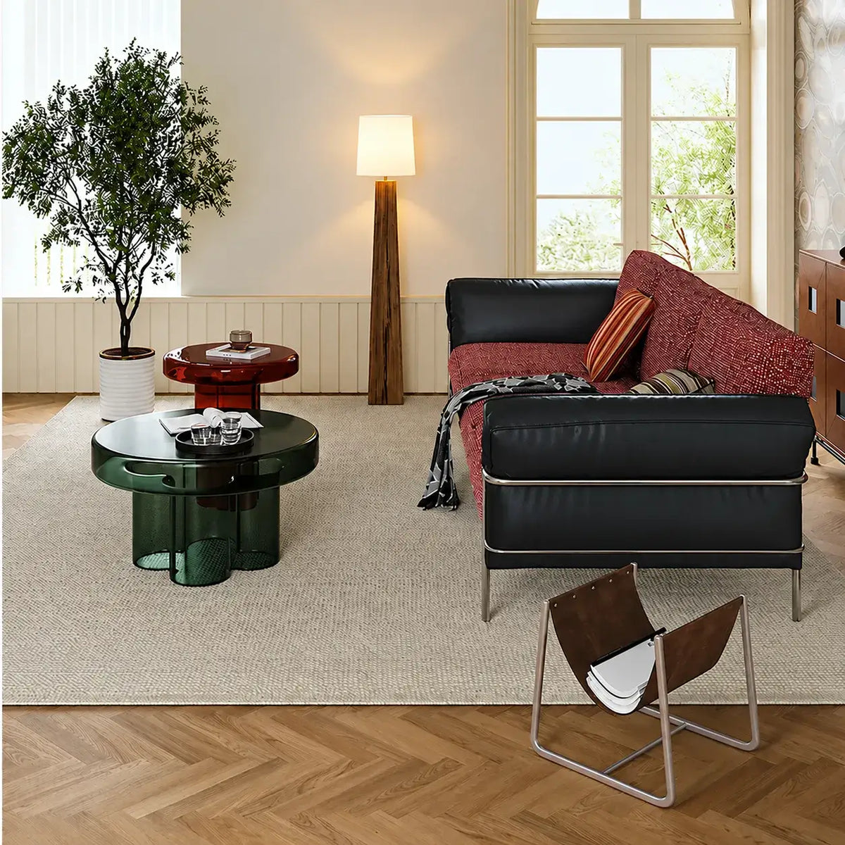 Bauhaus Sofa in Mixed Tweed and Leather with Steel Frame Lounge Appeal
