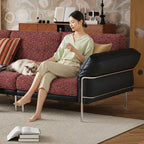 Bauhaus Sofa in Mixed Tweed and Leather with Steel Frame Lounge Appeal